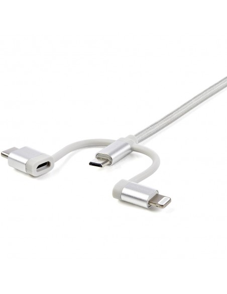 Cable usb tipo a a micro usb - usb tipo c - lightning startech 1m - macho - macho - plata trenzado