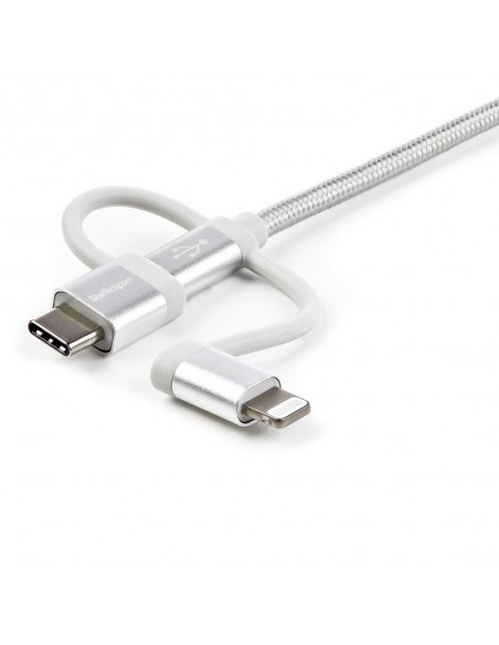 Cable usb tipo a a micro usb - usb tipo c - lightning startech 1m - macho - macho - plata trenzado