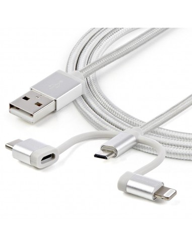 Cable usb tipo a a micro usb - usb tipo c - lightning startech 1m - macho - macho - plata trenzado