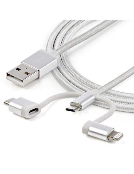 Cable usb tipo a a micro usb - usb tipo c - lightning startech 1m - macho - macho - plata trenzado