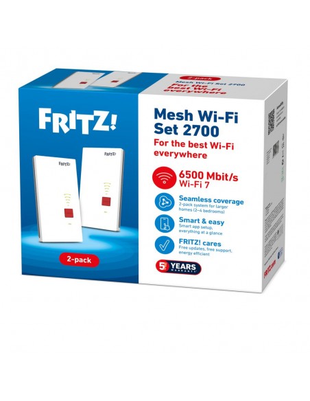 Repetidor wifi 7 fritz! 2700 5g mesh 2 unidades Repetidor wifi 7 fritz! 2700 5g mesh 2 unidades