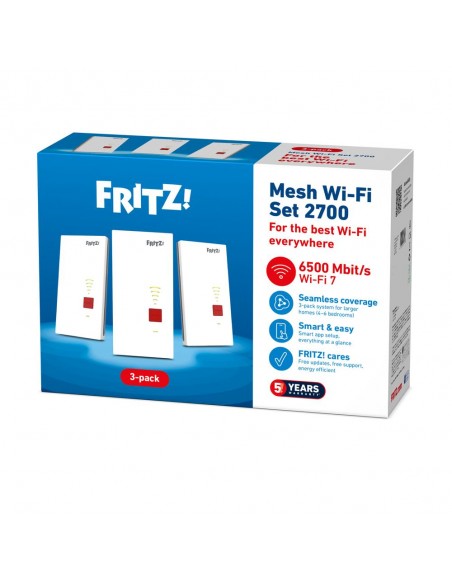 Repetidor wifi 7 fritz! 2700 5g mesh 3 unidades Repetidor wifi 7 fritz! 2700 5g mesh 3 unidades