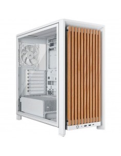 Caja ordenador gaming corsair frame 4000d rs wood atx cristal templado blanca