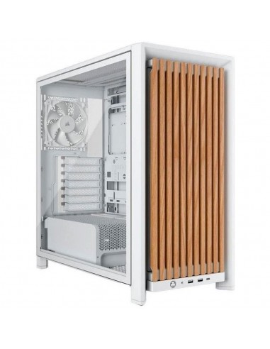 Caja ordenador gaming corsair frame 4000d rs wood atx cristal templado blanca