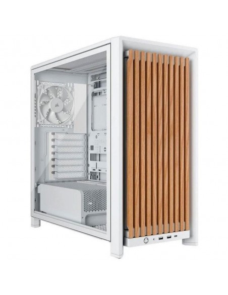 Caja ordenador gaming corsair frame 4000d rs wood atx cristal templado blanca
