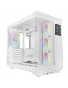 Caja ordenador mars gaming mc - revpro atx argb lcd 4.3 pulgadas cristal templado blanca