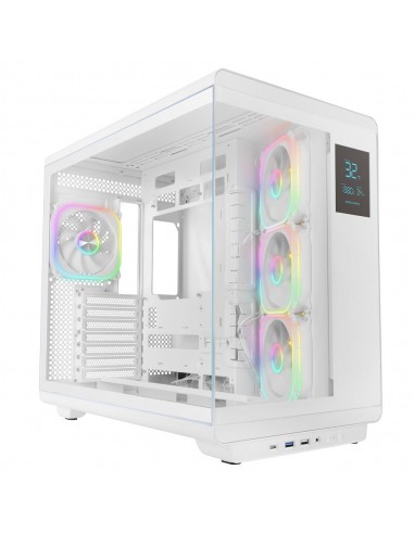 Caja ordenador mars gaming mc - revpro atx argb lcd 4.3 pulgadas cristal templado blanca