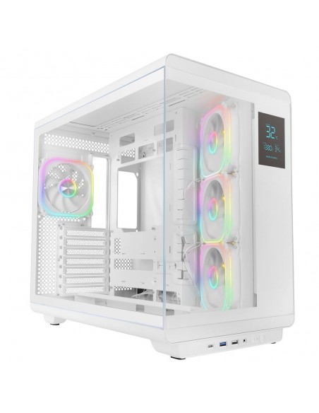 Caja ordenador mars gaming mc - revpro atx argb lcd 4.3 pulgadas cristal templado blanca