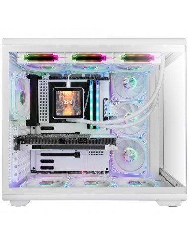Caja ordenador mars gaming mc - revpro atx argb lcd 4.3 pulgadas cristal templado blanca