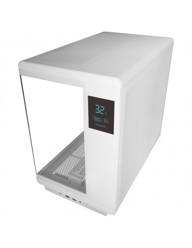 Caja ordenador mars gaming mc - revpro atx argb lcd 4.3 pulgadas cristal templado blanca