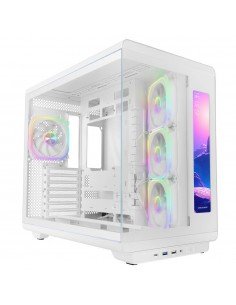 Caja ordenador mars gaming mc - revmaxw atx argb lcd 11.8 pulgadas cristal templado blanca