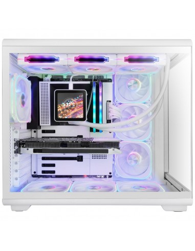 Caja ordenador mars gaming mc - revmaxw atx argb lcd 11.8 pulgadas cristal templado blanca