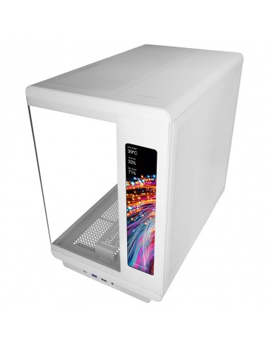 Caja ordenador mars gaming mc - revmaxw atx argb lcd 11.8 pulgadas cristal templado blanca