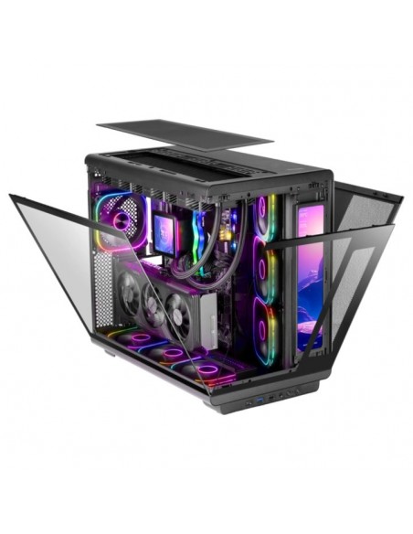 Caja ordenador mars gaming mc - revmax atx argb lcd 11.8 pulgadas cristal templado negra