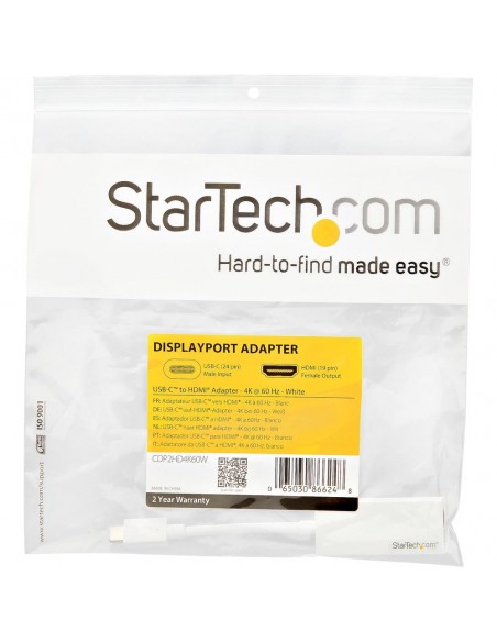 Adaptador usb tipo c a hdmi startech macho - hembra - blanco