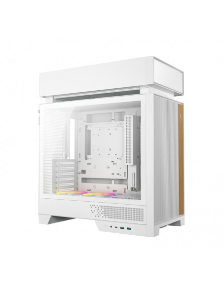 Caja ordenador gaming deepcool cl660 atx argb cristal templado blanca y madera