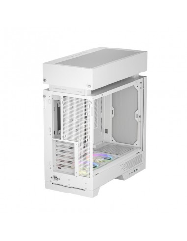 Caja ordenador gaming deepcool cl660 atx argb cristal templado blanca y madera
