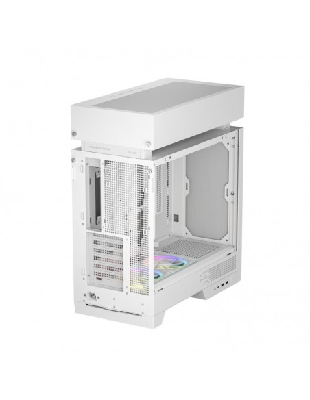 Caja ordenador gaming deepcool cl660 atx argb cristal templado blanca y madera