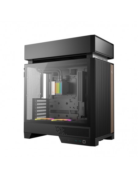Caja ordenador gaming deepcool cl6600 wh atx rgb cristal templado negra y madera