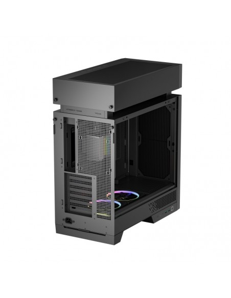 Caja ordenador gaming deepcool cl6600 wh atx rgb cristal templado negra y madera