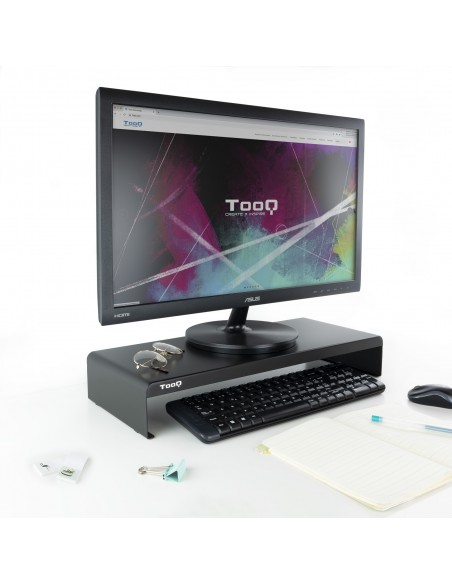 Elevador soporte de monitor tooq metalico negro Elevador soporte de monitor tooq metalico negro