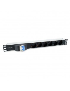 Regleta equip rack 19 pulgadas 1u 6 tomas shucko con cable magnetotermico 1.8m