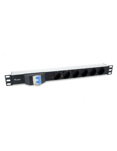 Regleta equip rack 19 pulgadas 1u 6 tomas shucko con cable magnetotermico 1.8m