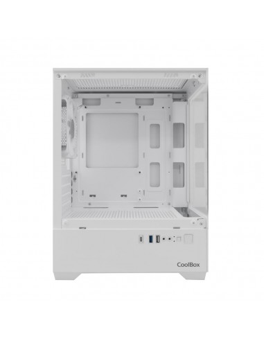 Caja ordenador gaming coolbox gm200 vision lite matx argb cristal templado blanco