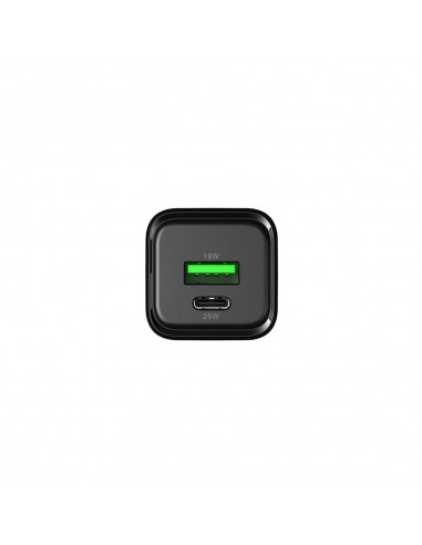 Cargador usb de pared coolbox 25w gan usb tipo a - usb tipo c negro