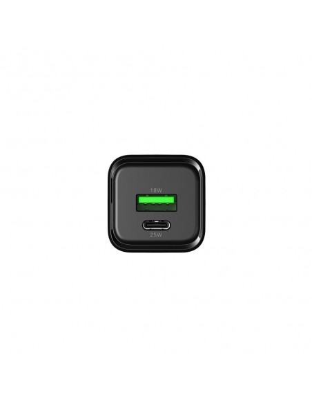 Cargador usb de pared coolbox 25w gan usb tipo a - usb tipo c negro Cargador usb de pared coolbox 25w gan usb tipo a - usb tipo c negro