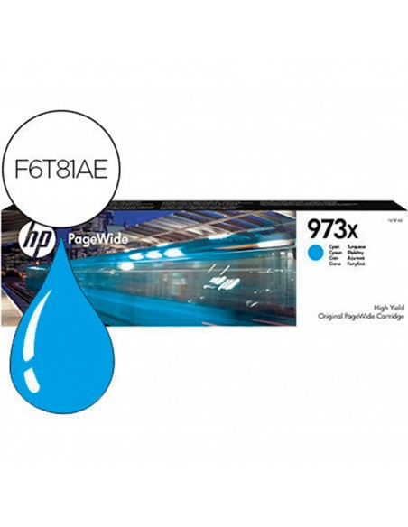 Cartucho tinta hp original cartridge nº 973x cian pagewide f6t81ae