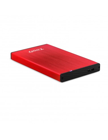 Caja externa tooq tqe - 2527r para hdd 2.5 pulgadas 9.5mm sata 3 usb 3.2 rojo