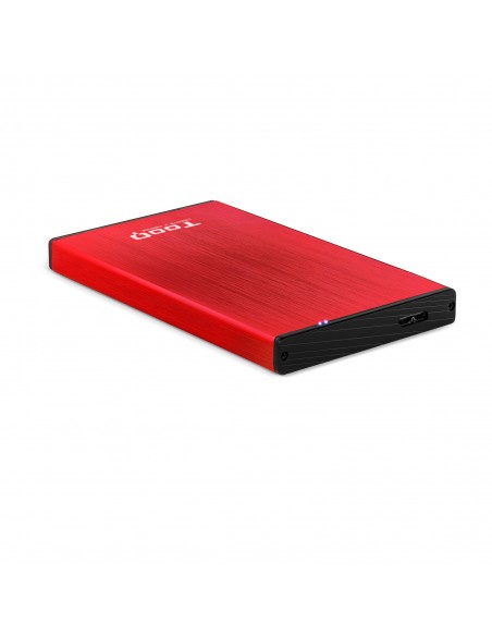 Caja externa tooq tqe - 2527r para hdd 2.5 pulgadas 9.5mm sata 3 usb 3.2 rojo
