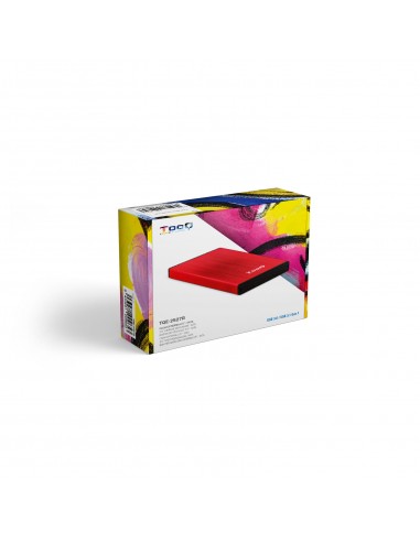 Caja externa tooq tqe - 2527r para hdd 2.5 pulgadas 9.5mm sata 3 usb 3.2 rojo