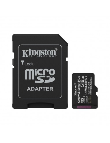 Tarjeta memoria micro secure digital sdxc 512gb kingston canvas select plus clase 10 uhs - 1 + adaptador sd