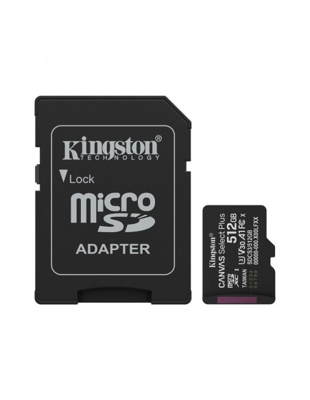 Tarjeta memoria micro secure digital sdxc 512gb kingston canvas select plus clase 10 uhs - 1 + adaptador sd