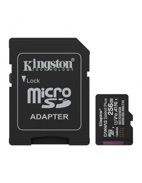 Tarjeta memoria micro secure digital sdxc 256gb kingston canvas select plus clase 10 uhs - 1 + adaptador sd