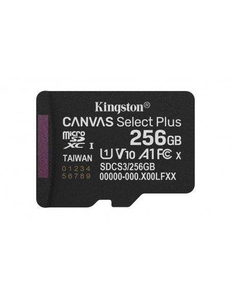 Tarjeta memoria micro secure digital sdxc 256gb kingston canvas select plus clase 10 uhs - 1 + adaptador sd