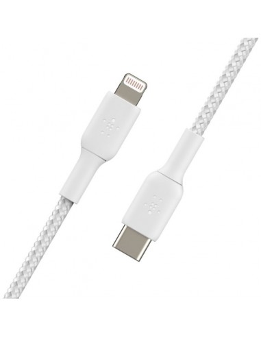 Cable lightning a usb tipo c belkin 2m - macho - macho - blanco trenzado
