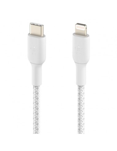 Cable lightning a usb tipo c belkin 2m - macho - macho - blanco trenzado