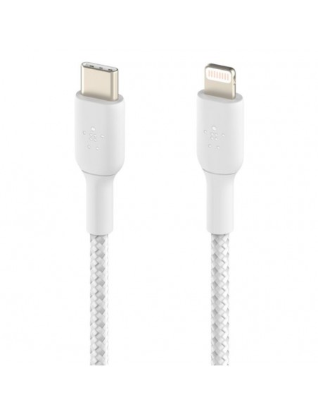 Cable lightning a usb tipo c belkin 2m - macho - macho - blanco trenzado Cable lightning a usb tipo c belkin 2m - macho - macho - blanco trenzado