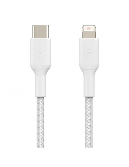 Cable lightning a usb tipo c belkin 2m - macho - macho - blanco trenzado Cable lightning a usb tipo c belkin 2m - macho - macho - blanco trenzado