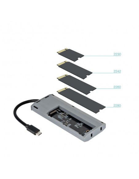 Carcasa disco duro tooq tqe - 2241g para ssd m.2 + hub usb tipo c 5 en 1