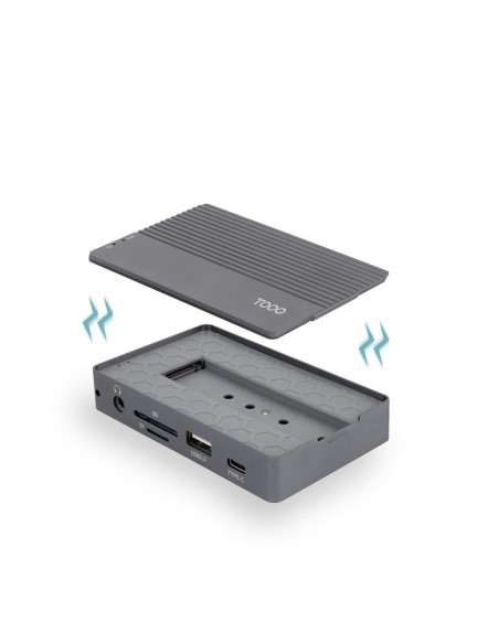 Carcasa disco duro tooq tqe - 2242g para ssd m.2 + hub 11 en 1 Carcasa disco duro tooq tqe - 2242g para ssd m.2 + hub 11 en 1