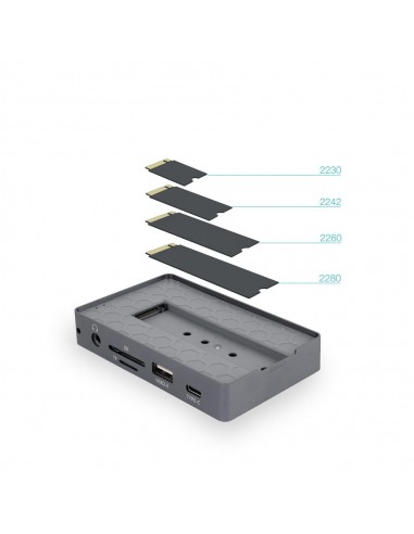 Carcasa disco duro tooq tqe - 2242g para ssd m.2 + hub 11 en 1