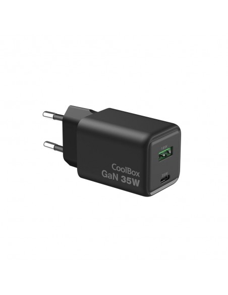 Cargador usb de pared coolbox 35w gan usb tipo a - usb tipo c negro Cargador usb de pared coolbox 35w gan usb tipo a - usb tipo c negro