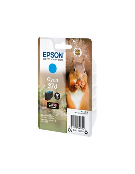 Cartucho tinta epson c13t37824010 singlepack cian 378 claria photo hd ink xp - 8500 ardilla