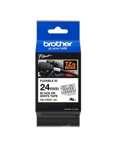 Cinta laminada brother tzefx251 texto negro sobre fondo blanco - 24mm ancho - 8m longitud