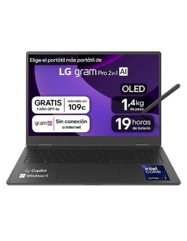 Portatil lg gram pro 16t90tp - k u7 - 255h - 32gb - ssd 1tb - 16 pulgadas - w11h