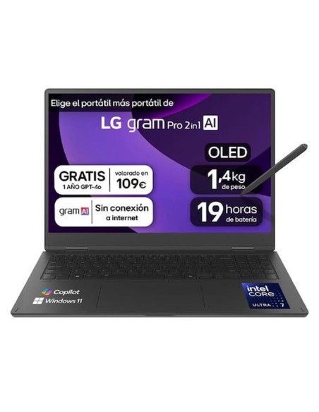 Portatil lg gram pro 16t90tp - k u7 - 255h - 32gb - ssd 1tb - 16 pulgadas - w11h
